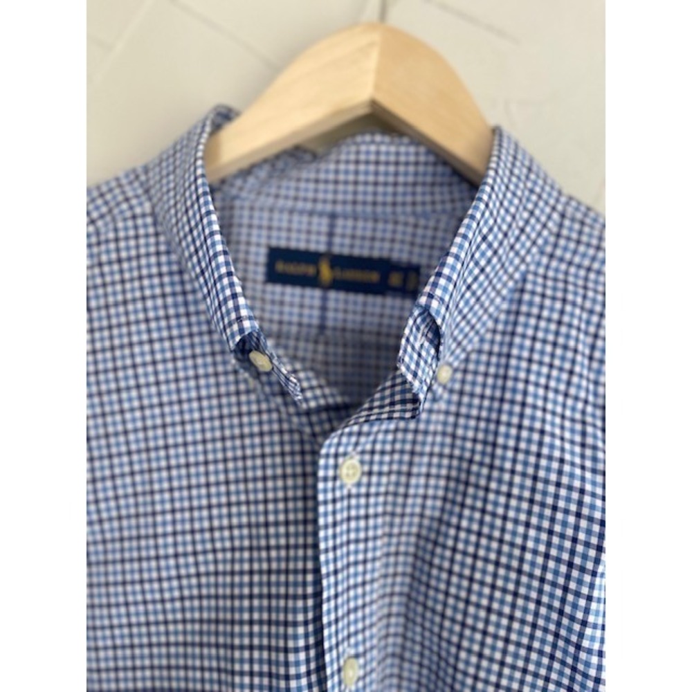 Polo Ralph Lauren Men Shirt XL Blue White Gingham Plaid NWT $98 - Picture 2 of 4